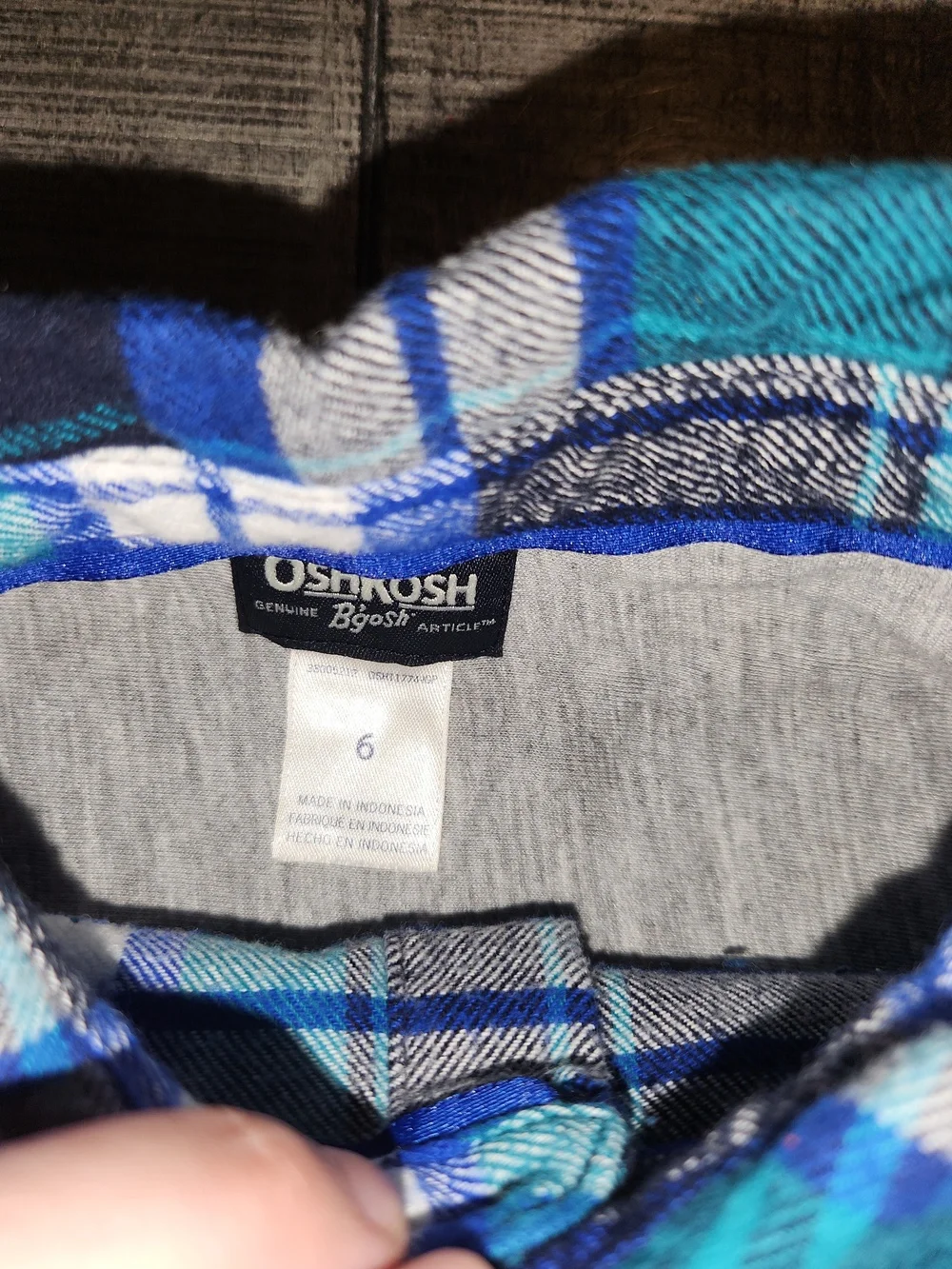NWT Oshkosh B'gosh Teal Navy Plaid Flannel Button-Front Shirt